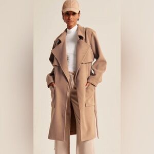 abercrombie long trench coat, xs, like new, tan color